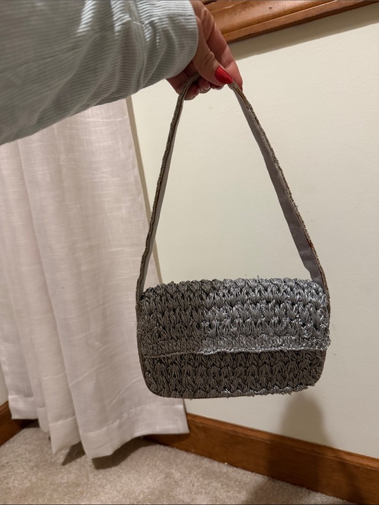 Anthropologie Handbags - Anthropologie Metallic silver Shoulder Bag